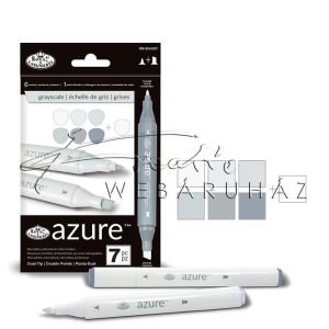 Filctoll készlet, AZURE Marker, 6+1 db-os, Szürke tónusok