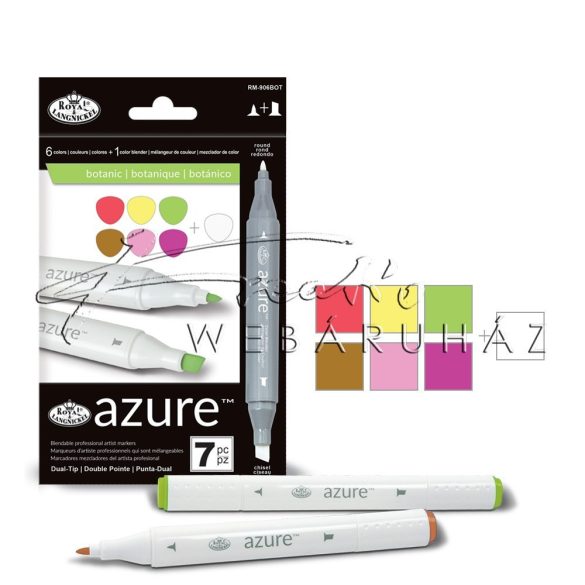 Filctoll készlet, AZURE Premium Marker, 6+1 db-os - Botanical