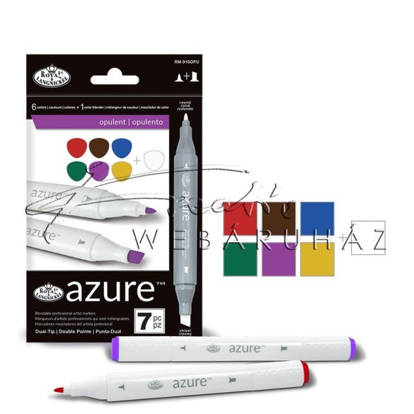 Filctoll készlet, AZURE Premium Marker, 6+1 db-os - Élénk színek