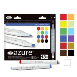   Filctoll készlet, AZURE Premium Marker, 12+1 db-os - Alapszínek