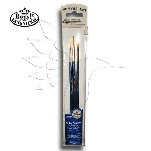 Ecsetkészlet - Royal & Langnickel Gold Taklon Brush Round Set 3pcs