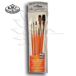 Brush Set -  Sable/Camel Stroke&Round Set - 5 pcs  with free brush pouch