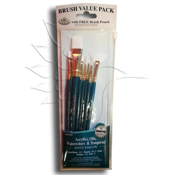 Brush Set -  White Taklon Brush Set - 7 pcs  with free brush pouch