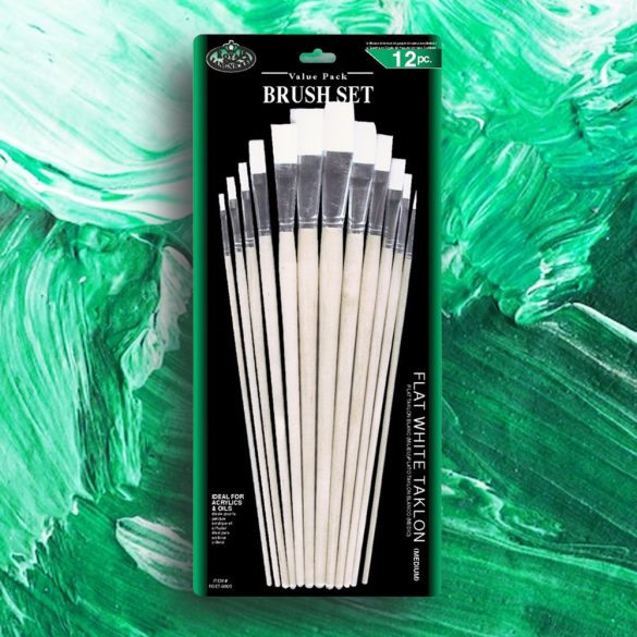 Brush Set - Flat White Taklon Set - 12pcs