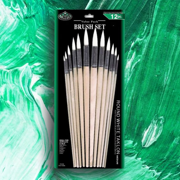 Brush Set - Round White Taklon Set - 12pcs