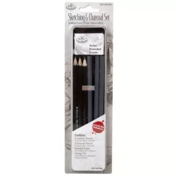 Kreatív hobby - Vázlat és szén mini készlet - fém dobozban - Royal - 12db