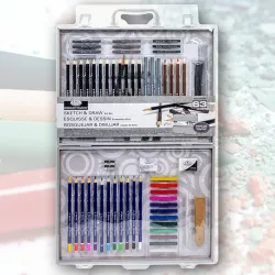   Grafikaikészlet Fémkofferben - Royal & Langnickel Essentials Sketch and Draw Art Set 63pcs kb. 60x37x4 cm
