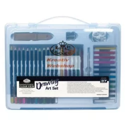   Nagy színes művészkészlet - Divatos áttetsző táskában - ROYAL