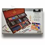 Grafikai készlet fadobozban - Royal & Langnickel Essentials Sketch & Draw Art Set 134pcs