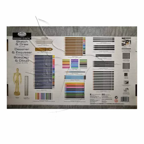 Grafikai készlet fadobozban - Royal & Langnickel Essentials Sketch & Draw Art Set 134pcs