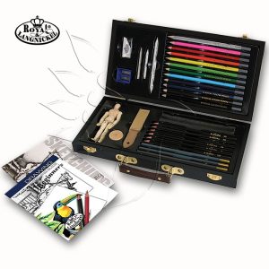 Színes grafikai készlet fadobozban - Royal & Langnickel Sketch & Draw Art Set 32pcs