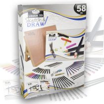  Grafikai Rajzkészlet Asztali Festőállvánnyal - Royal & Langnickel Learn to Sketch & Draw Set 58pc