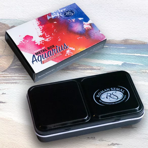 Akvarellkészlet utazó, szilkés, fémdobozban - Roman Szmal Aquarius Travel Set in Metal Box 12 pcs