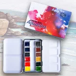 Akvarellkészlet utazó, szilkés, fémdobozban - Roman Szmal Aquarius Travel Set in Metal Box 12 pcs