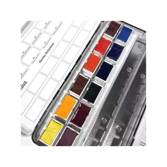 Akvarell művészkészlet, fémdobozban, szilkés - Izabela Wolska-Kusmider válogatás, 12 színű - Roman Szmal Aquarius