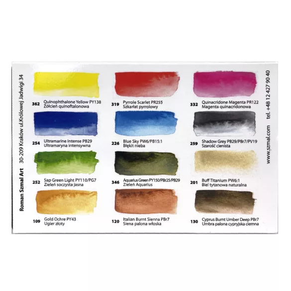 Akvarell utazó művészkészlet, fémdobozban, szilkés - 12 színű - Aquarius Urban Sketching