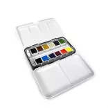 Akvarell utazó művészkészlet, fémdobozban, szilkés - 12 színű - Aquarius Urban Sketching