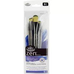   Művészecset készlet "ZEN 5" vegyes ecsetkészlet nagy macskanyelv típusú ecsettel - Akril és olajfestéshez