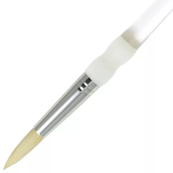 Royal & Langnickel Soft-Grip White Bristle, Standard Handle Round Paintbrush, Natural Hair - 8