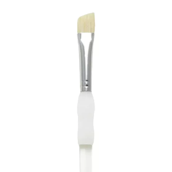 Royal & Langnickel Soft-Grip White Bristle, Standard Handle Angular Paintbrush, Natural Hair (3)
