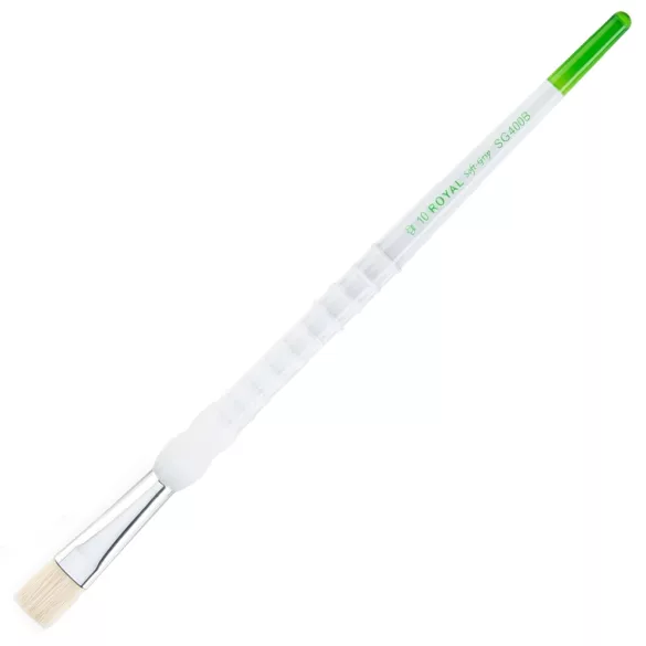 Royal & Langnickel Soft-Grip White Bristle, Long Handle Bright Flat Paintbrush, Natural Hair (1)