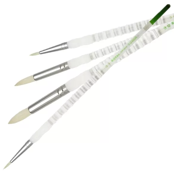 Ecset, természetes - Royal & Langnickel Soft-Grip White Bristle Round Paintbrush, Natural Hair - 6