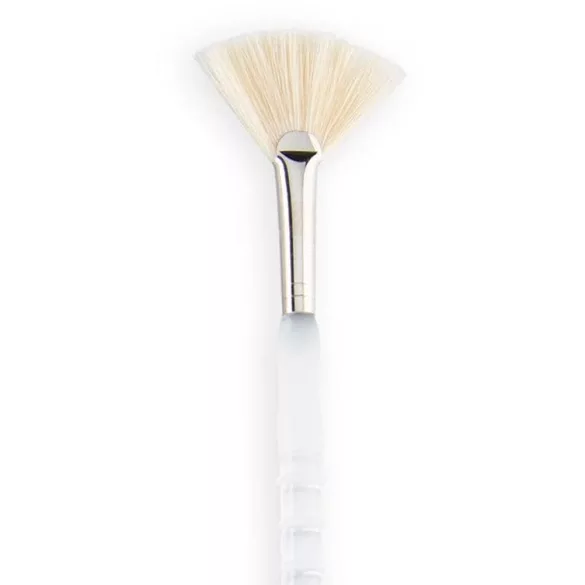 Ecset, természetes - Royal & Langnickel Soft-Grip Long Handle White Bristle Fan Paintbrush, Natural Hair - 2