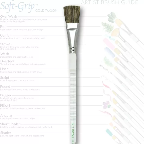 Royal & Langnickel Soft-Grip Long Handle Bristle Fitch Brush (1/4")