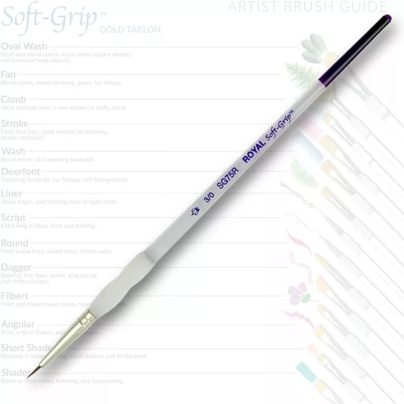 Royal & Langnickel Soft Grip Synthetic Sable Watercolour Paint Brush Round (3-0)