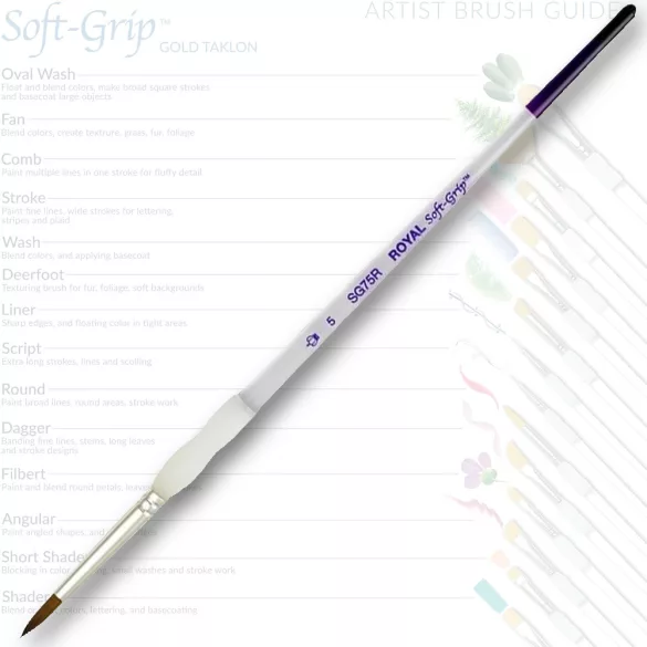 Ecset, szintetikus - Royal & Langnickel Soft-Grip Synthetic Sable Watercolour Paint Brush Round - 5