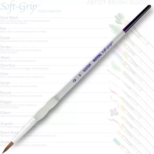 Ecset, szintetikus - Royal & Langnickel Soft-Grip Synthetic Sable Watercolour Paint Brush Round - 6