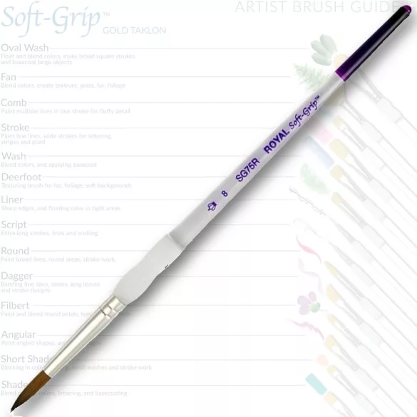 Ecset, szintetikus - Royal & Langnickel Soft-Grip Synthetic Sable Watercolour Paint Brush Round - 8