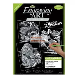   Képkarcoló készlet három az egyben - Ezüst - Tengeri világ képkarcolók