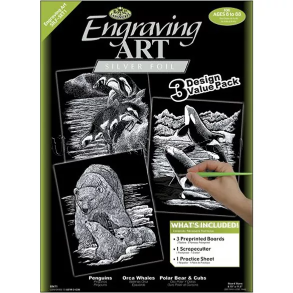 Képkarcoló készlet karctűvel - Royal&Langnickel Engraving ART - SILVER - 3 darabos