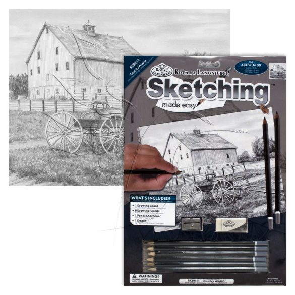 Rajzkészlet előrenyomott vázlattal - Sketching Made Easy A/4 - Country Wagon