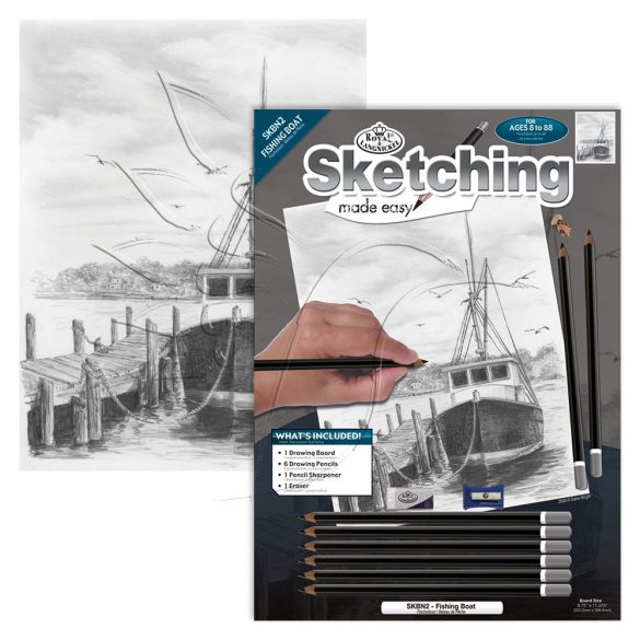 Rajzkészlet előrenyomott vázlattal - Sketching Made Easy A/4 - Fishing Boat