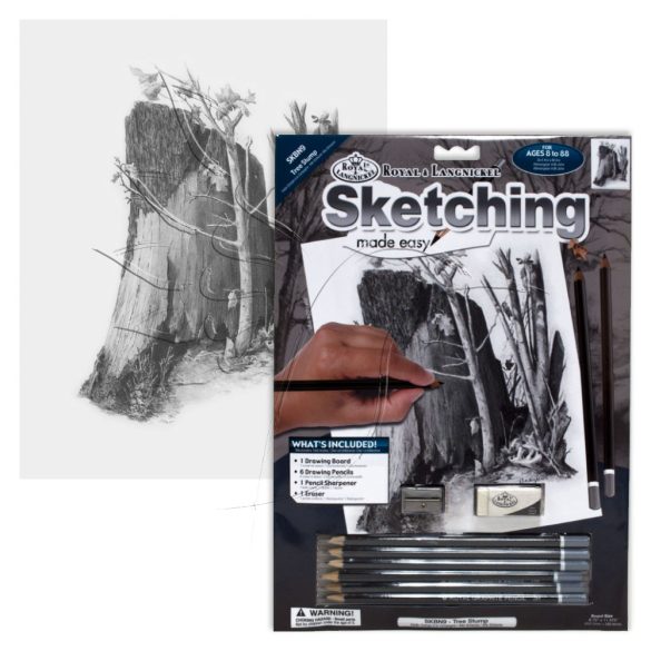 Rajzkészlet előrenyomott vázlattal - Sketching Made Easy A/4 - Tree Stump