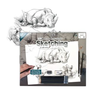 Rajzkészlet, nagy, előrenyomott vázlattal - Sketching Made Easy Large - Rhinos