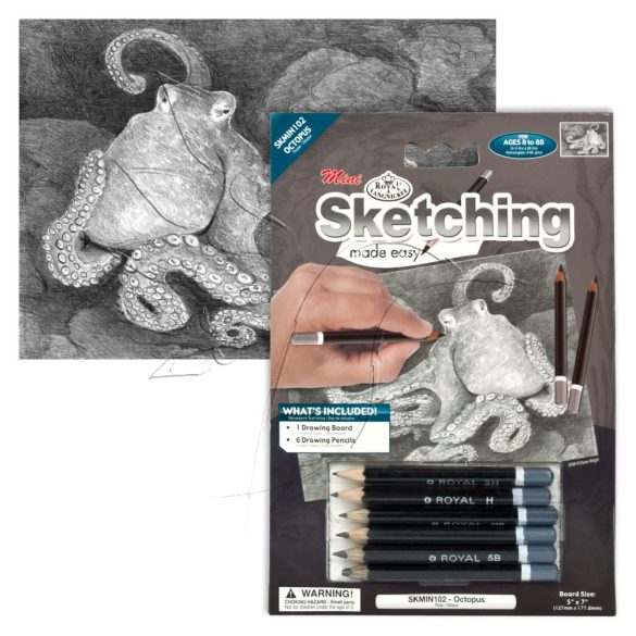 Rajzkészlet előrenyomott vázlattal - Sketching Made Easy Mini A/5 - Octopus