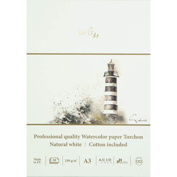 Akvarelltömb - SMLTArt Professional Watercolor Torchon 250gr, 10 lapos művésztömb A3 mére