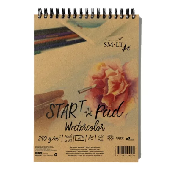Akvarelltömb - SMLT START PAD spirálos Watercolor 240gr, 20 lapos A5 spirálos