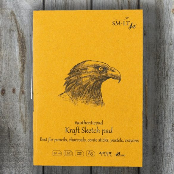 Vázlattömb - SMLT 100% recycled Glued Sketch Pad, Perforated, Kraft 90gr, 60 lap - A/5 ragasztott