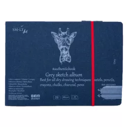   Vázlattömb - SMLT Grey Sketch authenticpad, gumis - szürke, 180gr, 18 lapos 17,6x24,5cm méretű