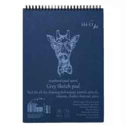   Vázlattömb - SMLT Grey Sketch authenticpad, spirálos, mikroperforált - szürke, 180gr, 20 lapos A5
