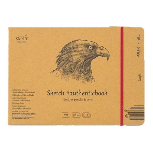 Vázlattömb - SMLT Sketch authenticbook Natúr barna, 90gr, 24 lapos, 17,6x24,5cm