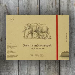   Vázlattömb - SMLT Sketch authenticbook - Natural Brown 28 lap, 17,6x24,5cm