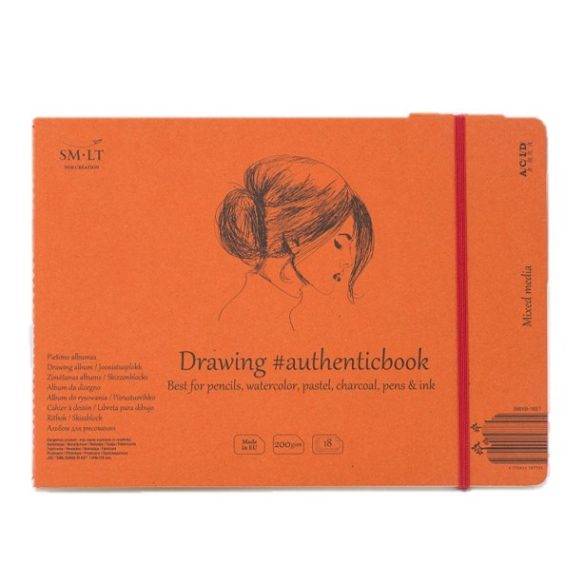 Vázlat- és festőtömb - SMLT Drawing authenticbook - Mixed Media 200gr, 18 lap, 17,6x24,5cm