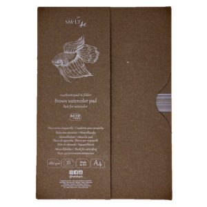 Vázlattömb - SMLT Brown watercolor authenticpad, hordozómappában - barna, 280gr, 35 lapos A4 - Kifutó