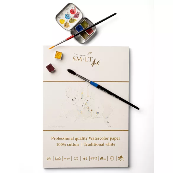 Akvarelltömb - SMLT Professional Watercolor Paper, 400gr, 10 lap - A4