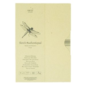 Vázlattömb - SMLT Authenticpad, Krémszínű papírból, mappában - 80gr, 100 lapos A4